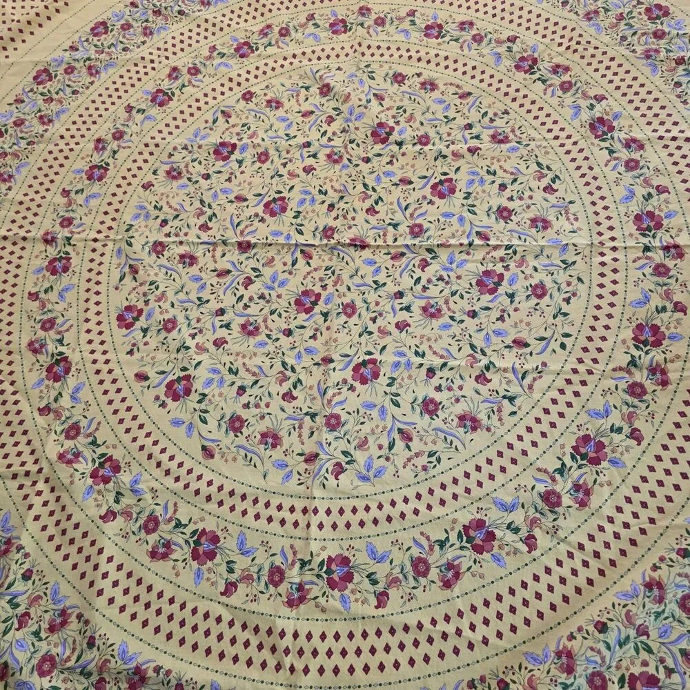 French Tablecloth - Red Orange & Yellow Floral  French Provençal 100% Cotton